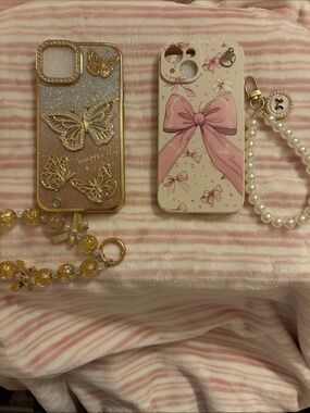 Pink Bow Case & Gold Butterfly iPhone 14 Cases NIP